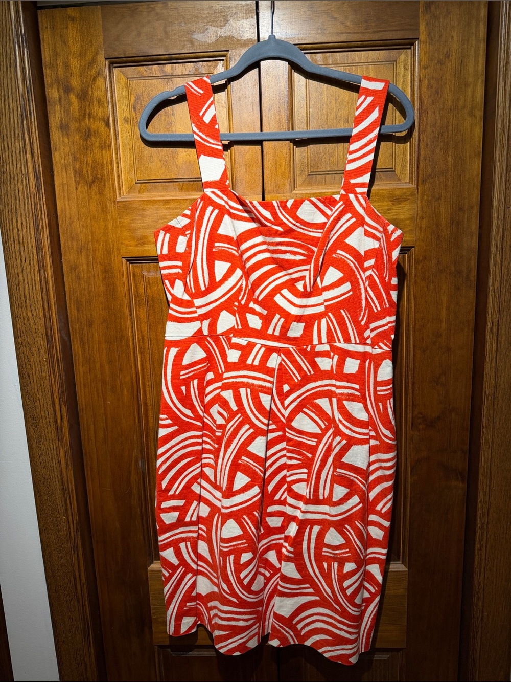 Banana Republic Red and Cream Printed Midi Dress